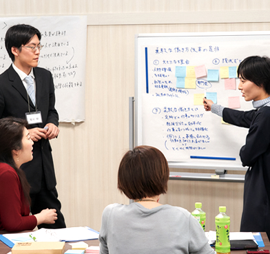もう一つのグループも議論が盛り上がる中、ファシリテーションを経験